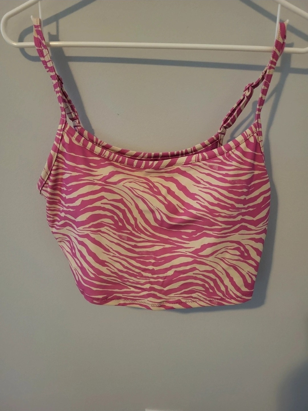 aerie Pink and Cream Zebra One-Piece Swim Top